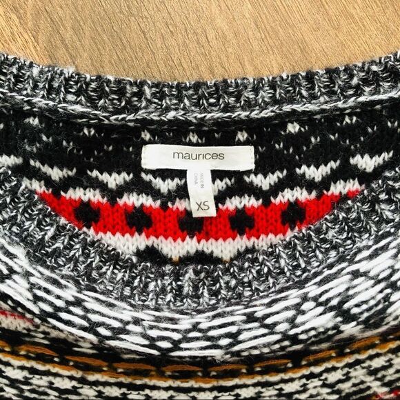 Maurices Red Patterned Oversized Sweater XS - Picture 2 of 5